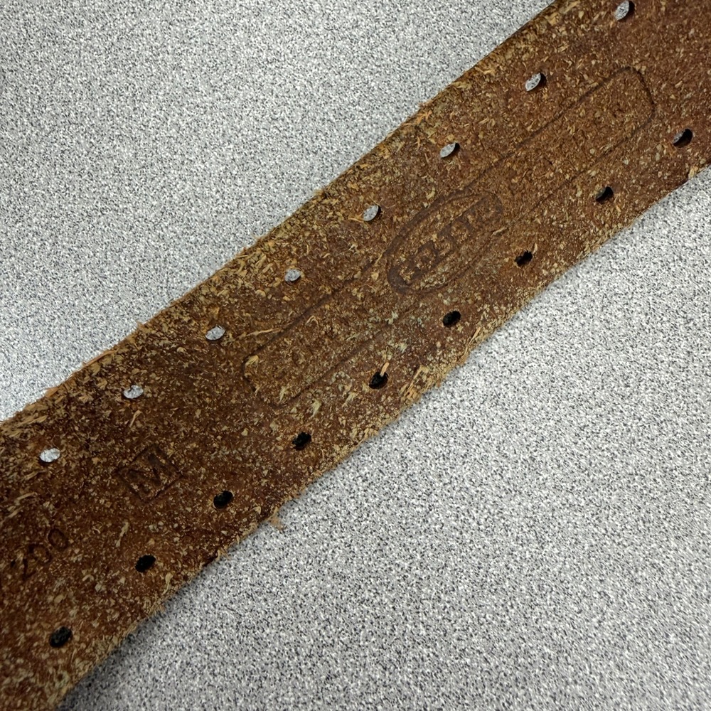 Fossil Belt Womens Medium Brown Studded Leather Perforated Floral Buckle - Picture 7 of 7
